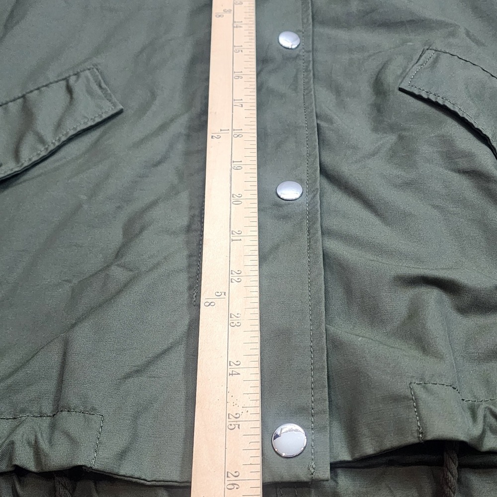 H&M Utility Jacket Olive Green Hooded Drawstring Hem Womens Size‎ 4 - Picture 8 of 8